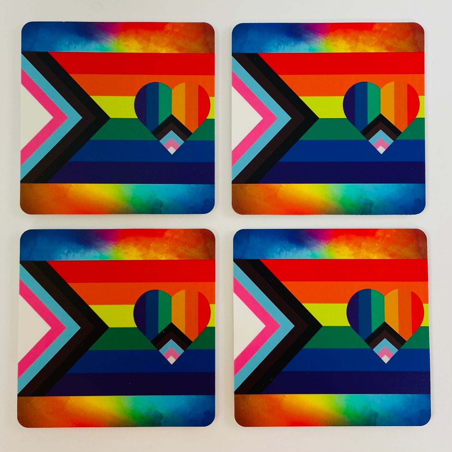 Coasters Set: Pride Love Flag