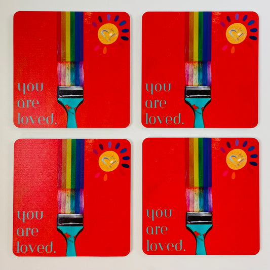 Coasters Set: You Are Loved (Paintbrush)