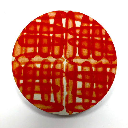 Trivet Set: Orange Grid