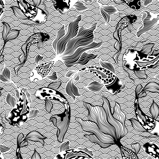 Art Tiles: Koi Traditional (B&W)