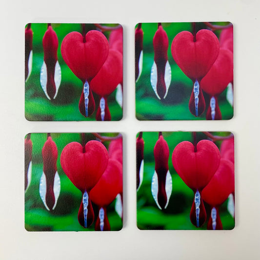 Art Coasters Set: Hearts Flowers