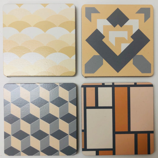 Art Coasters Set: Neutral Shapes