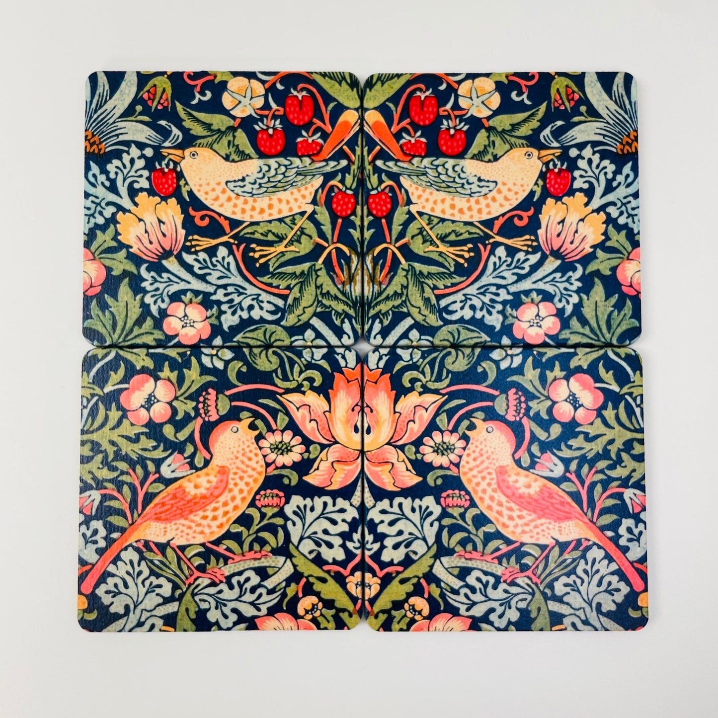 Art Coasters Set: The Strawberry Thieves by William Morris