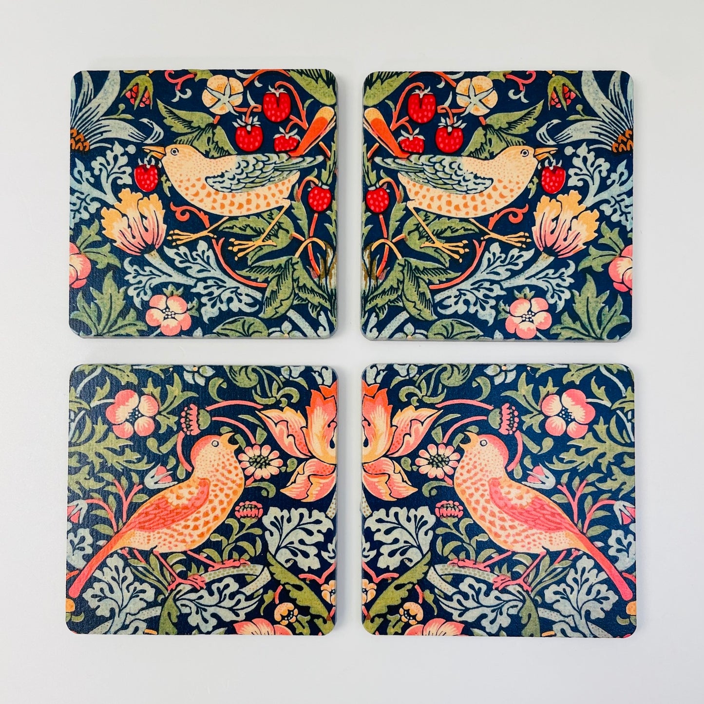 Art Coasters Set: The Strawberry Thieves by William Morris