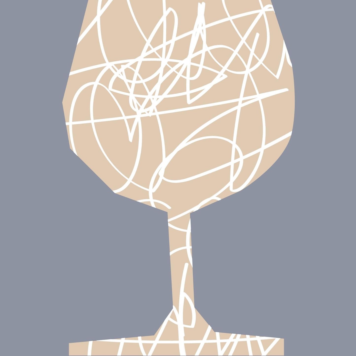 Art Tiles: Wine Glass (Grey & Tan)