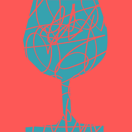 Art Tiles: Wine Glass (Teal & Salmon)