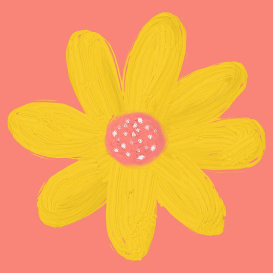 Art Tiles: Painted Daisy (Yellow & Coral)