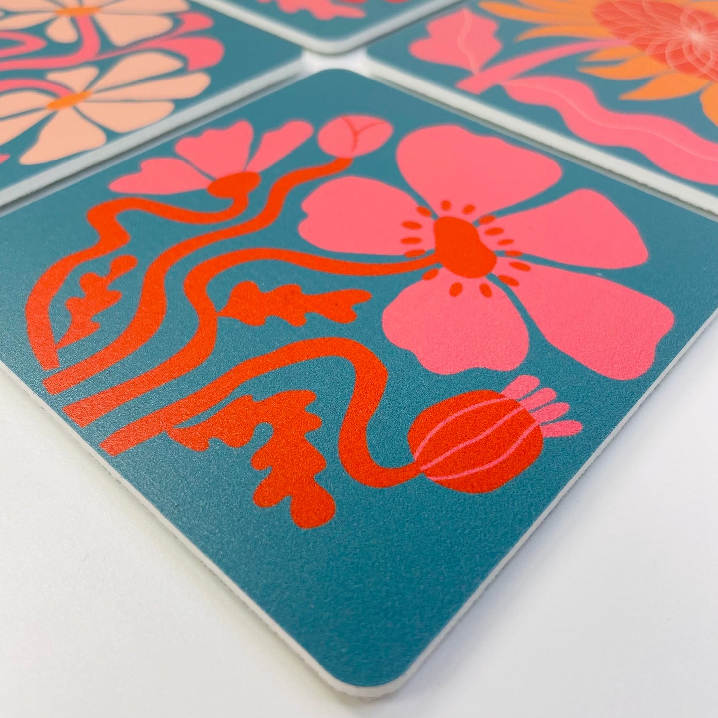 Coasters Set: Flower Prints