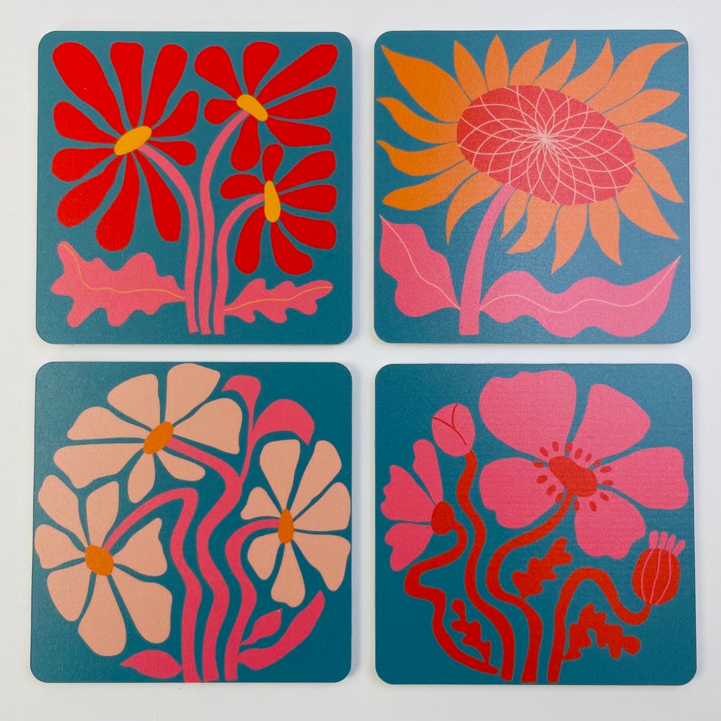 Coasters Set: Flower Prints