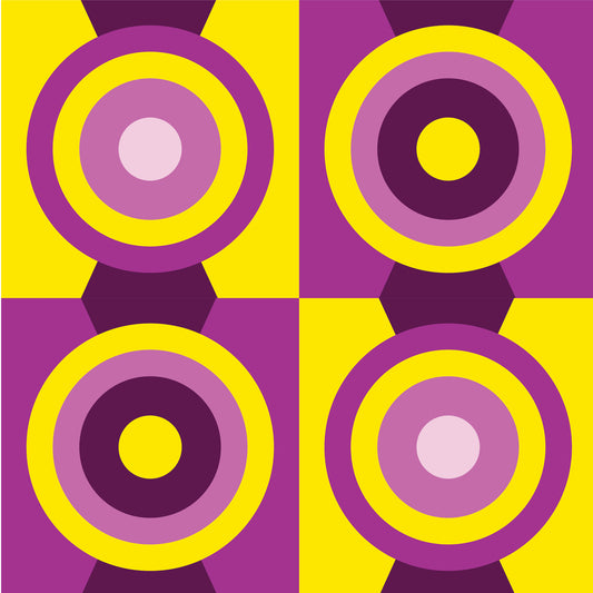 Art Tiles: Four Circles - Plum and Yellow