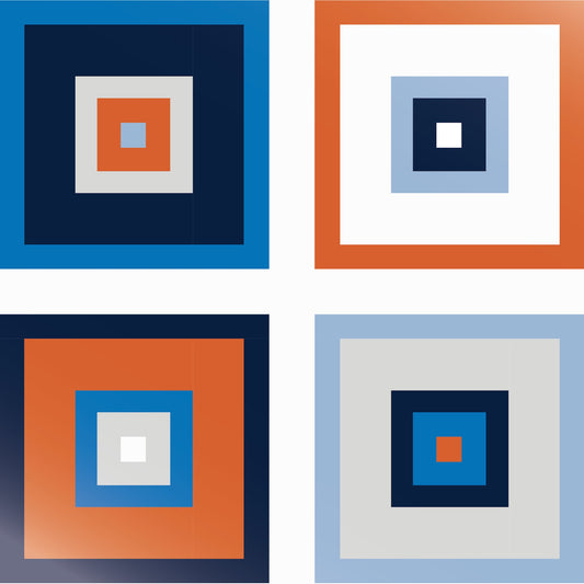 Art Tiles: Four Squares - Orange & Blue